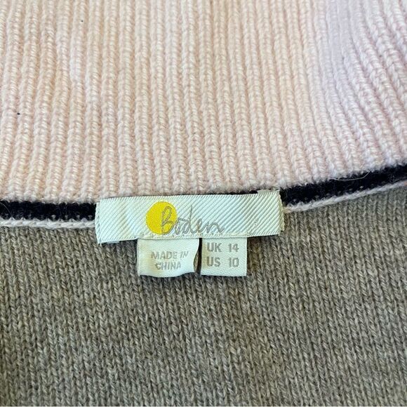 BODEN *Pink/Beige* Frill Collared Cardigan 10 - Picture 8 of 14